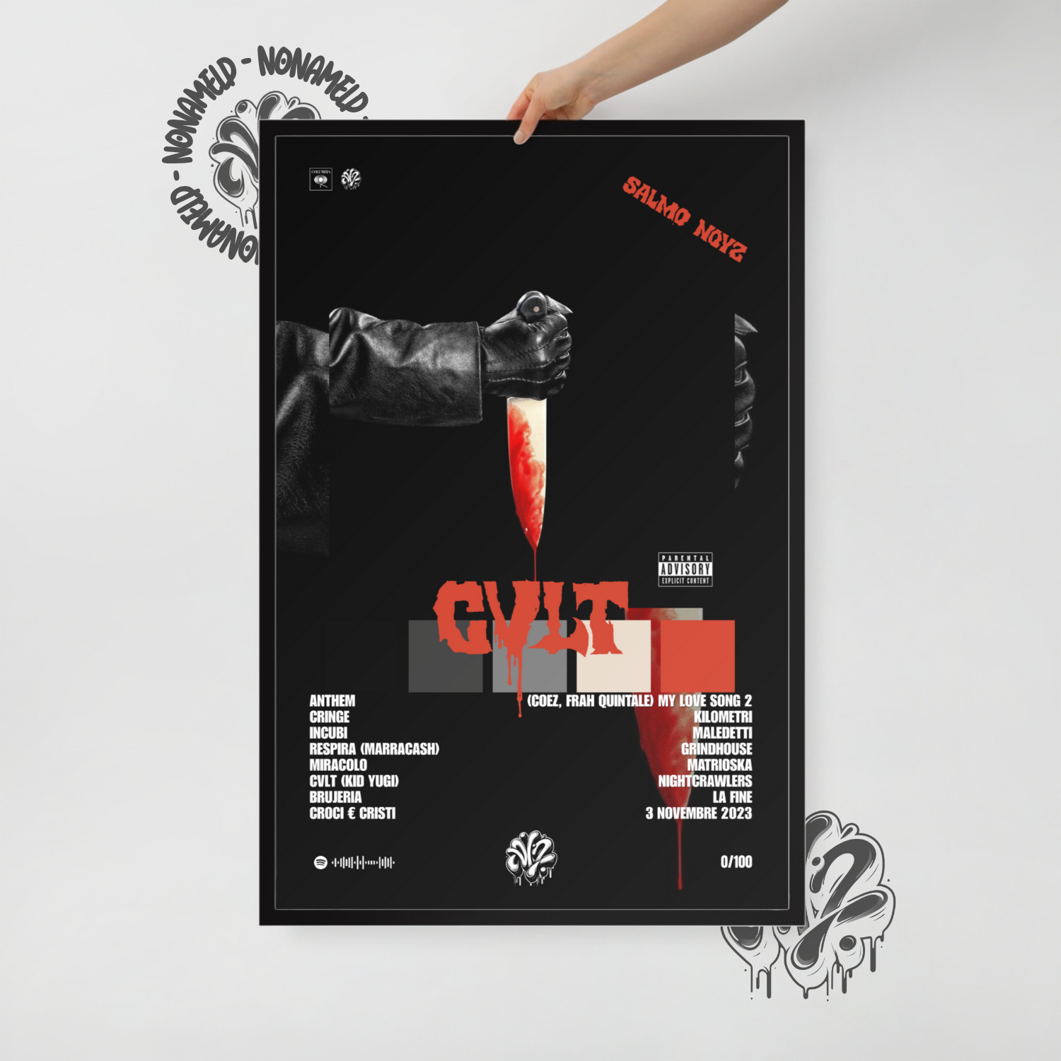 CVLT | Salmo | Poster in carta semilucida classica con cornice in legno A3 (29.7 x 42  cm)