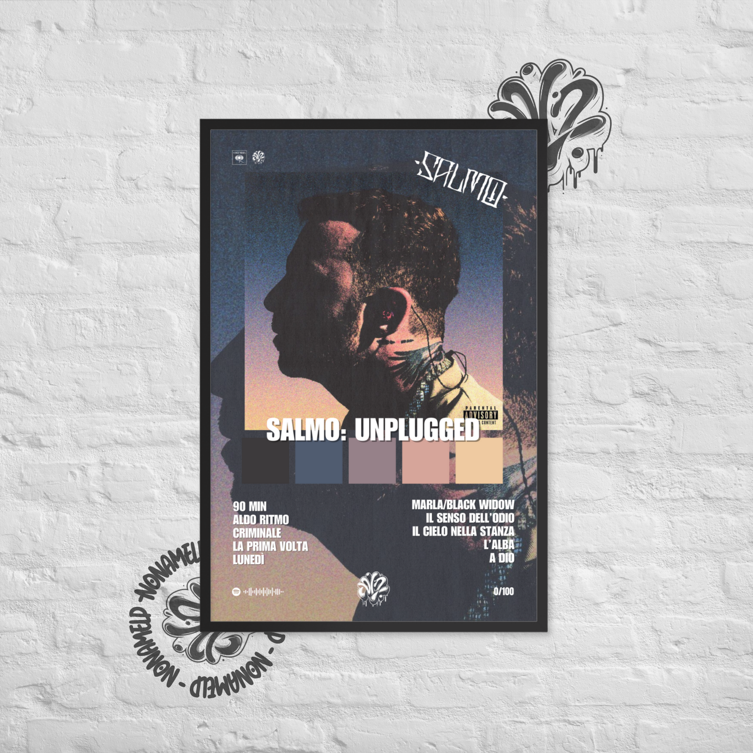 SALMO: UNPLUGGED | Salmo | Poster in carta semilucida classica con cornice in legno A3 (29.7 x 42  cm)