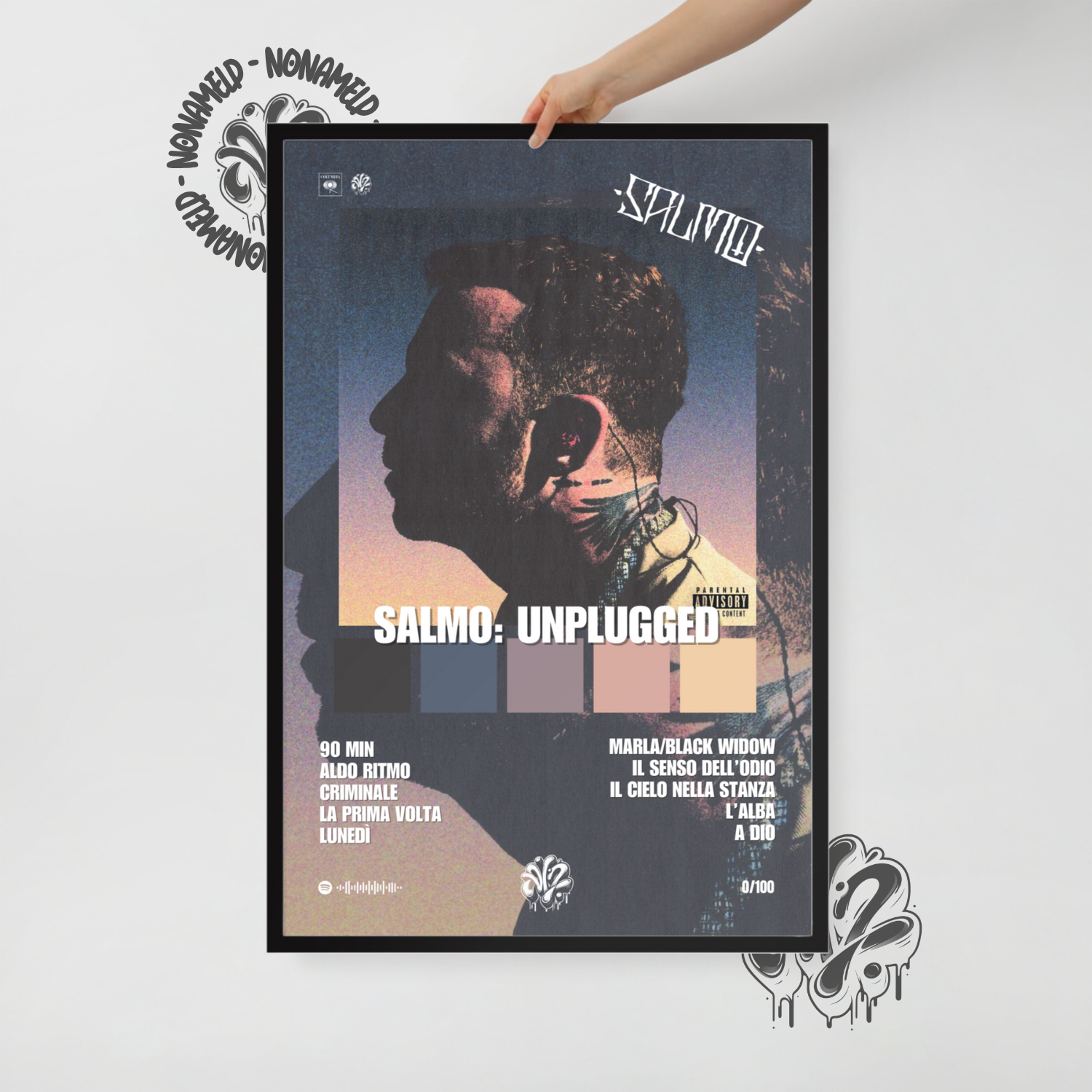 SALMO: UNPLUGGED | Salmo | Poster in carta semilucida classica con cornice in legno A3 (29.7 x 42  cm)