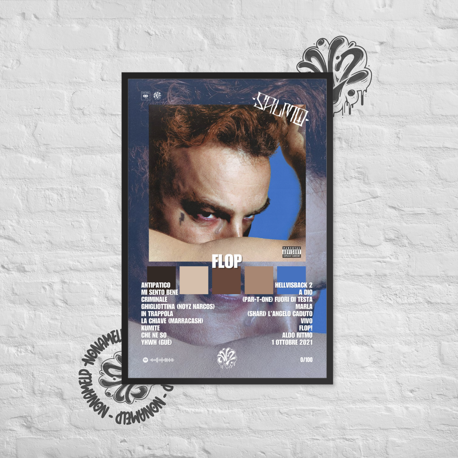 Flop | Salmo | Poster in carta semilucida classica con cornice in legno A3 (29.7 x 42  cm)