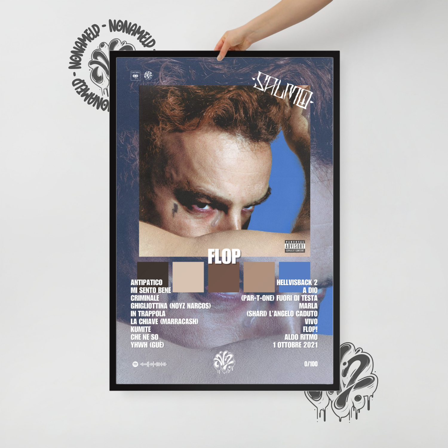 Flop | Salmo | Poster in carta semilucida classica con cornice in legno A3 (29.7 x 42  cm)