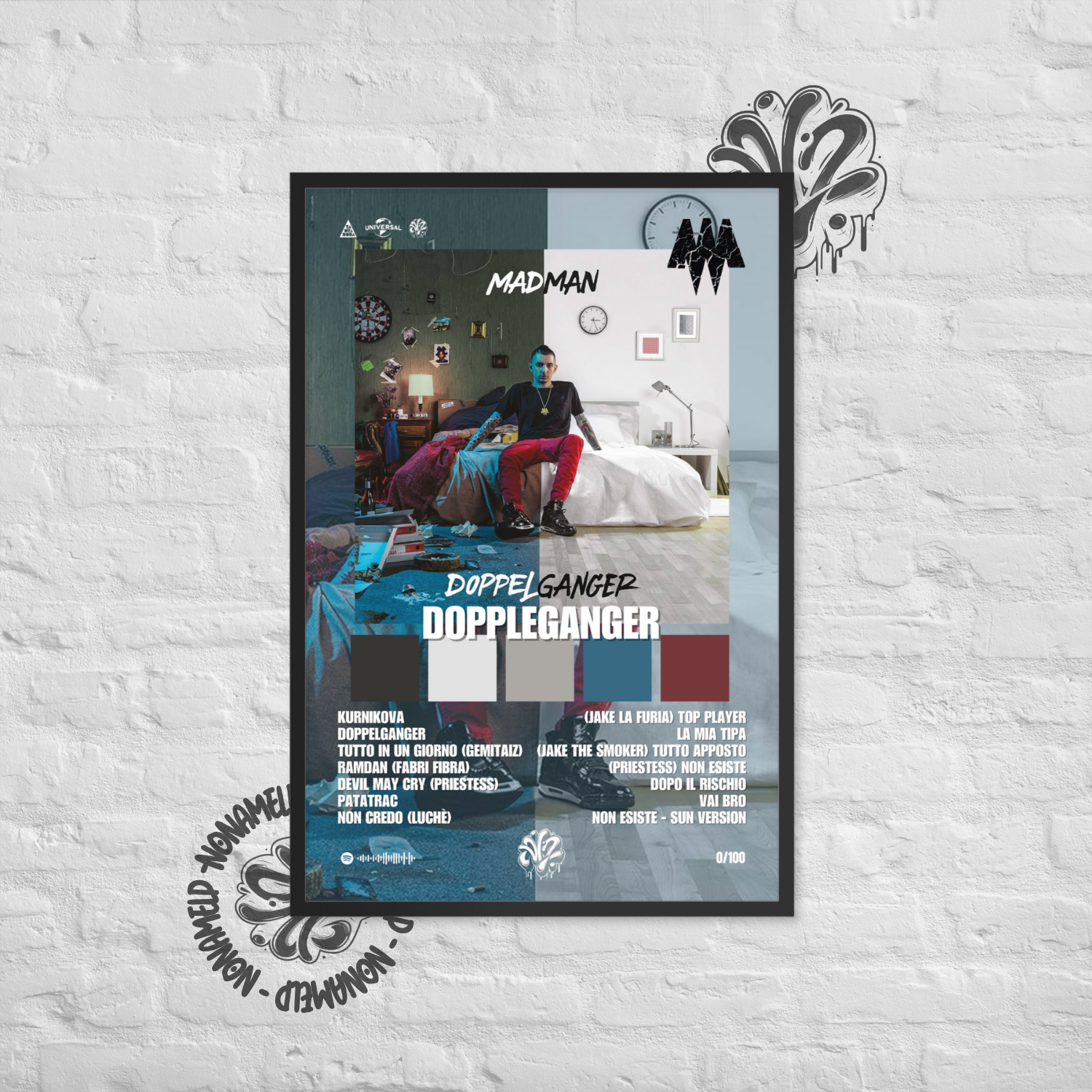 Dopplenganger | MadnMan | Poster in carta semilucida classica con cornice in legno A3 (29.7 x 42  cm)