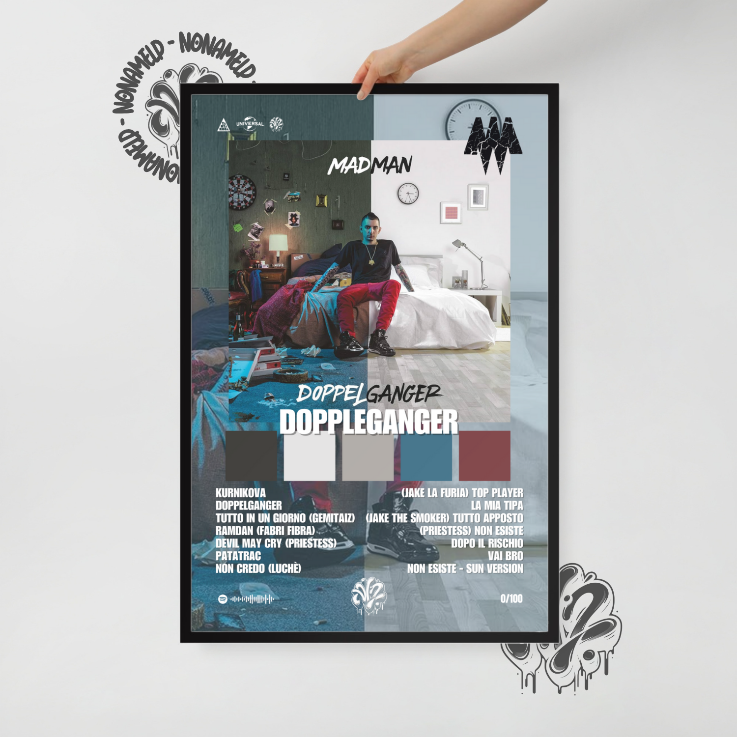 Dopplenganger | MadnMan | Poster in carta semilucida classica con cornice in legno A3 (29.7 x 42  cm)