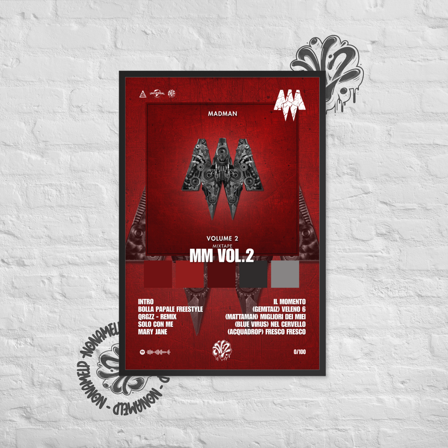 MM Vol.2 | MadMan | Poster in carta semilucida classica con cornice in legno A3 (29.7 x 42  cm)