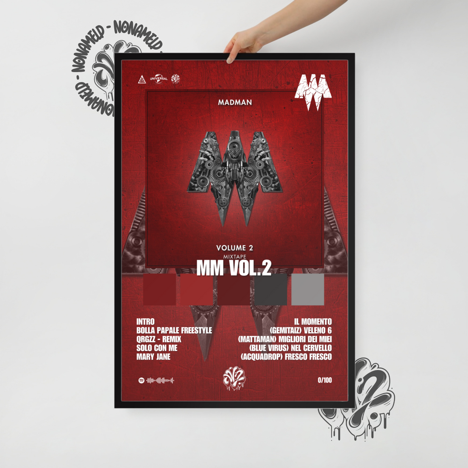MM Vol.2 | MadMan | Poster in carta semilucida classica con cornice in legno A3 (29.7 x 42  cm)