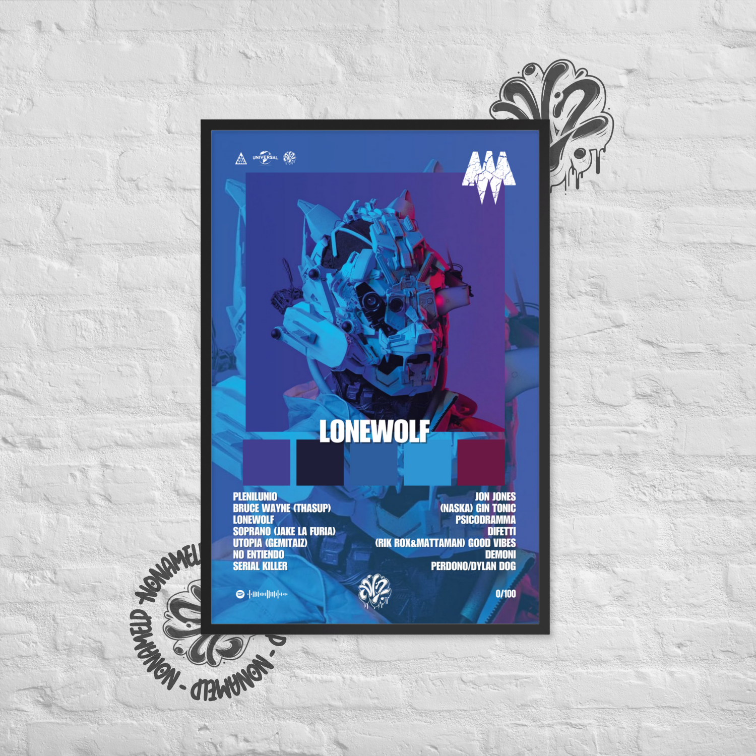 Lonewolf | MadMan| Poster in carta semilucida classica con cornice in legno A3 (29.7 x 42  cm)