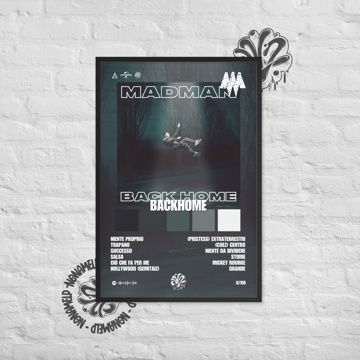 Back Home | MadMan | Poster in carta semilucida classica con cornice in legno A3 (29.7 x 42  cm)