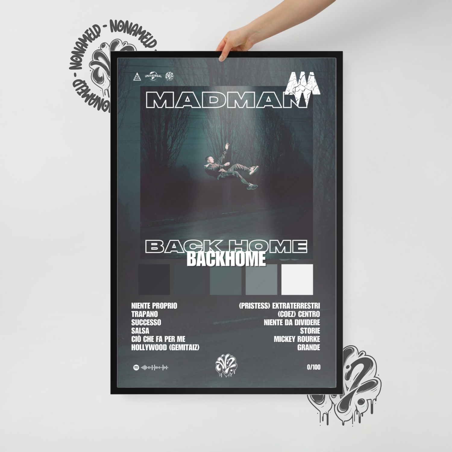 Back Home | MadMan | Poster in carta semilucida classica con cornice in legno A3 (29.7 x 42  cm)
