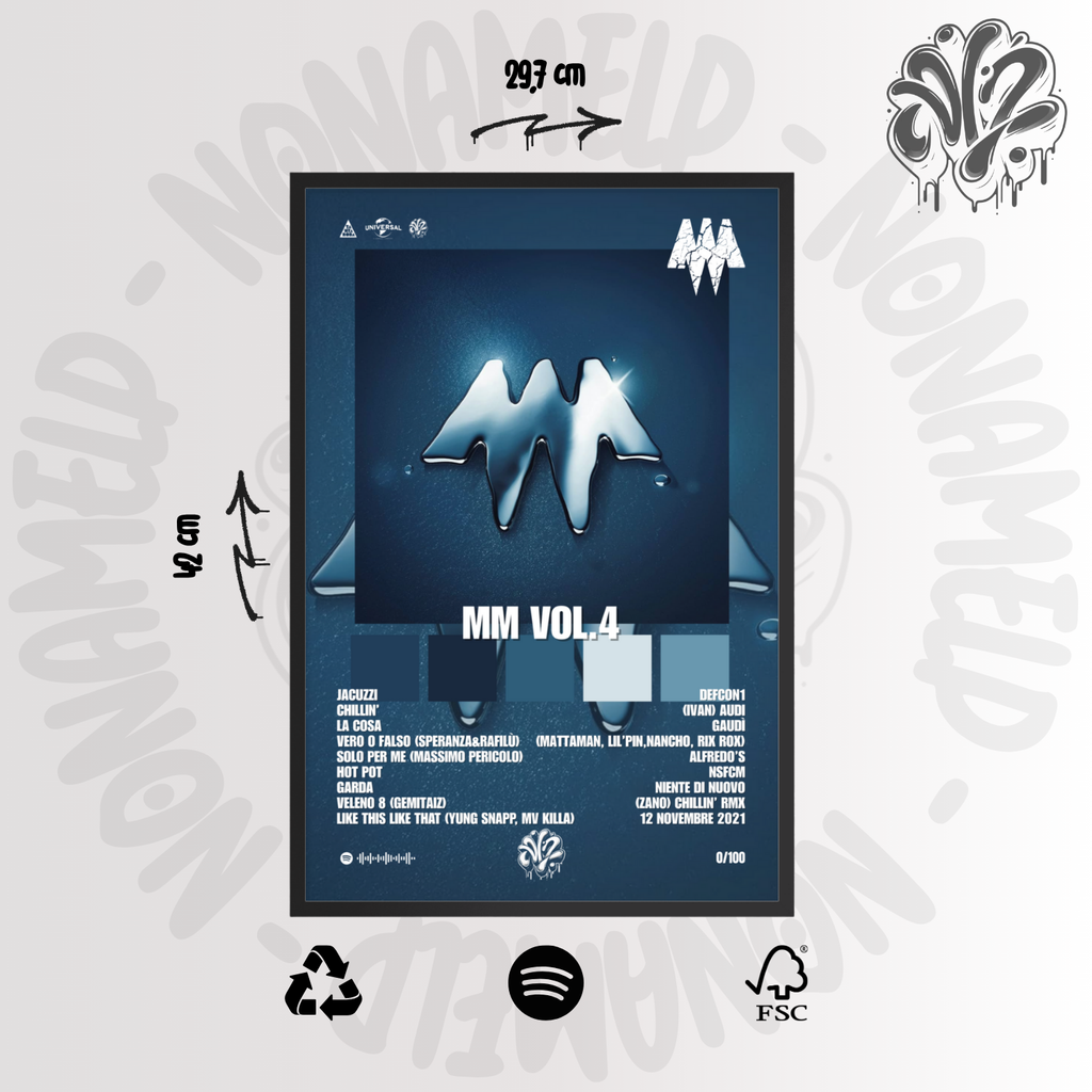 MM Vol. 4 | MadMan | Poster in carta semilucida classica con cornice in legno A3 (29.7 x 42  cm)