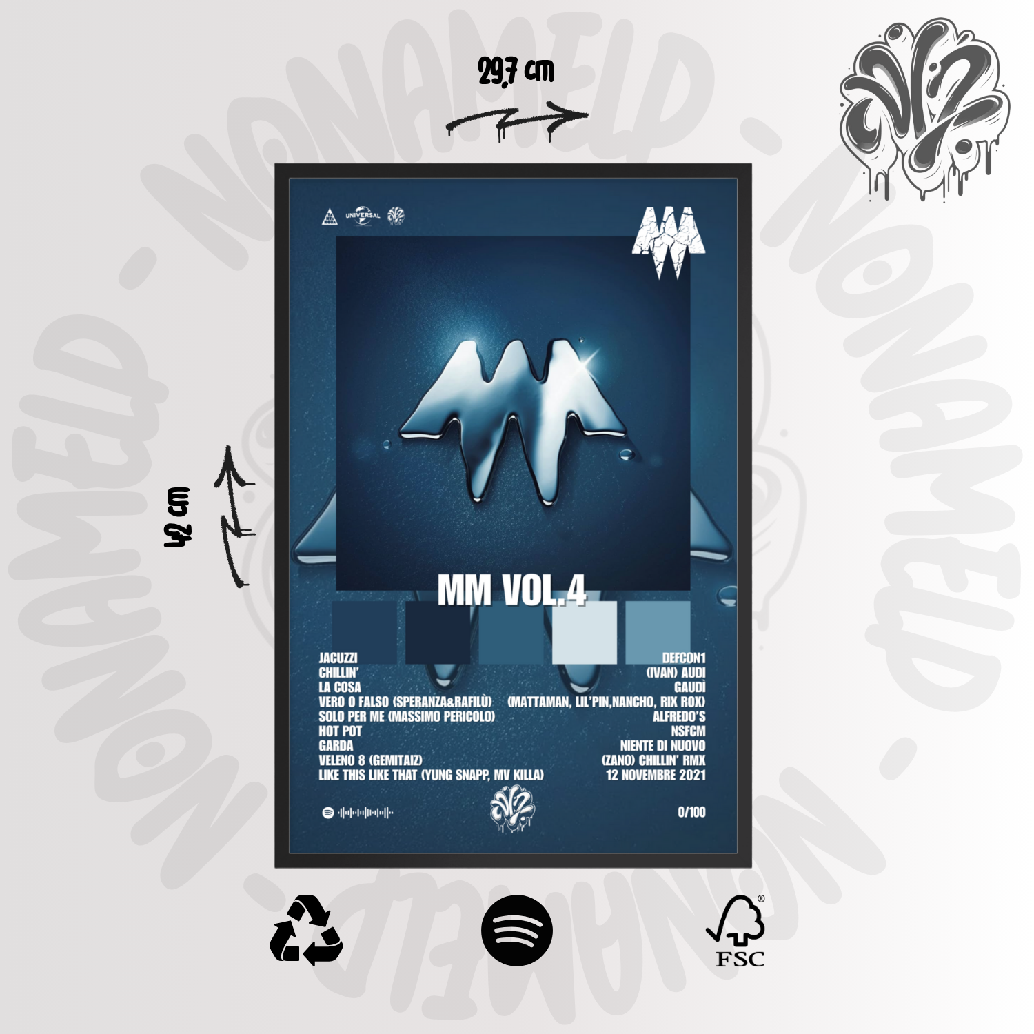 MM Vol. 4 | MadMan | Poster in carta semilucida classica con cornice in legno A3 (29.7 x 42  cm)