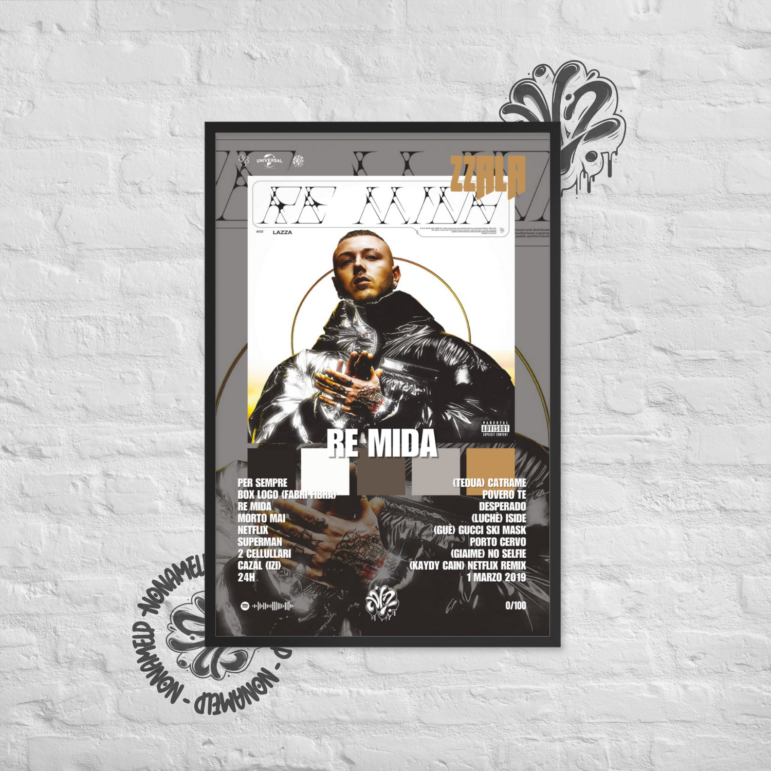 Re Mida | Lazza | Poster in carta semilucida classica con cornice in legno A3 (29.7 x 42  cm)