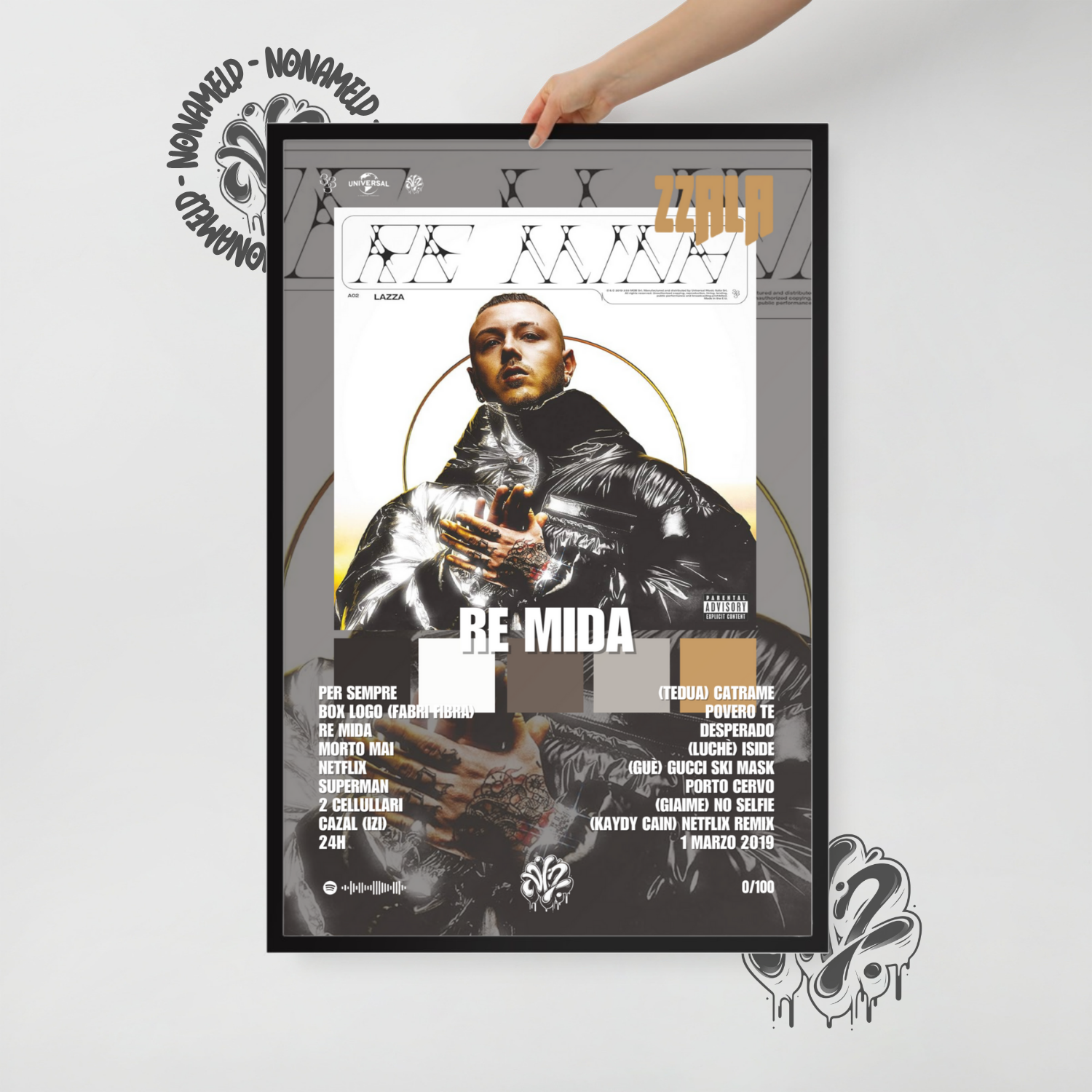 Re Mida | Lazza | Poster in carta semilucida classica con cornice in legno A3 (29.7 x 42  cm)