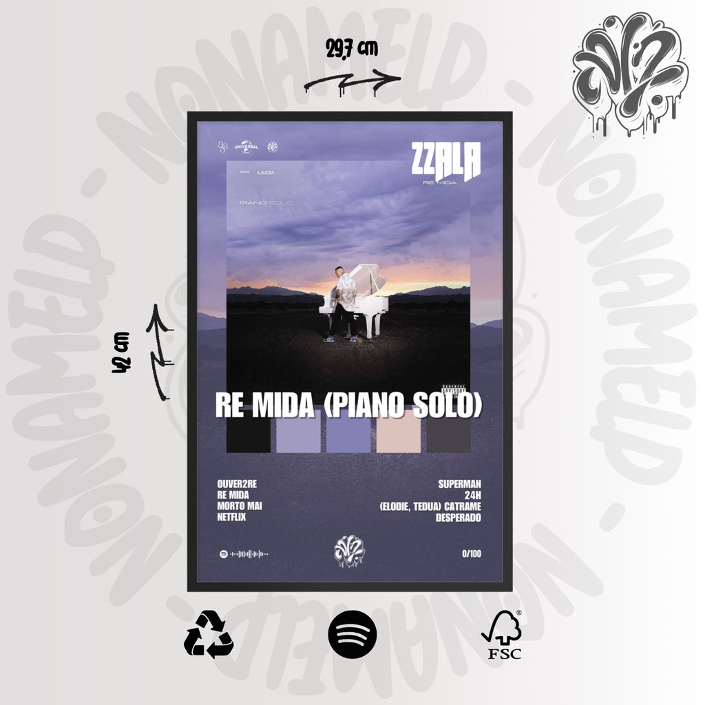 Re Mida | Lazza | Poster in carta semilucida classica con cornice in legno A3 (29.7 x 42  cm)
