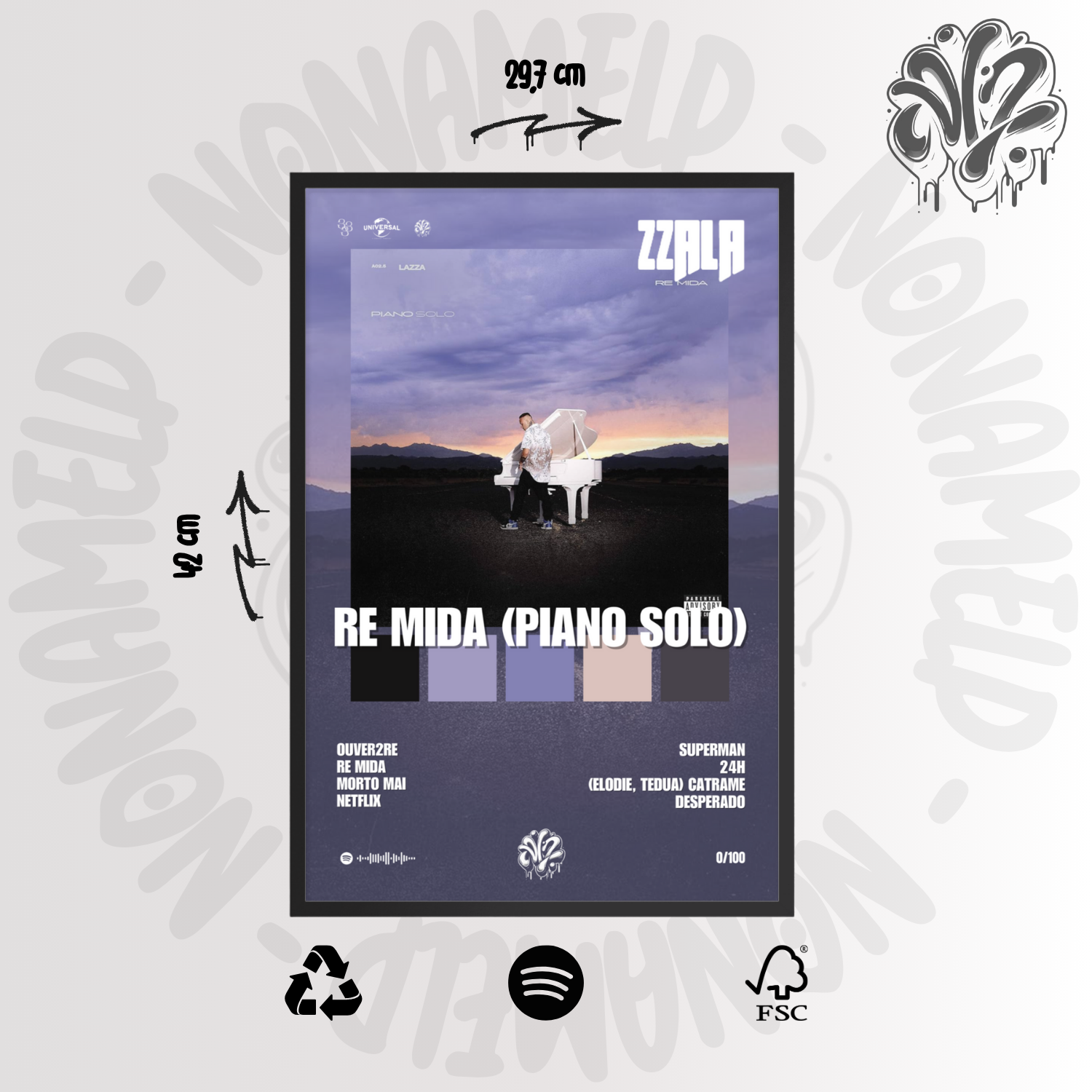 Re Mida | Lazza | Poster in carta semilucida classica con cornice in legno A3 (29.7 x 42  cm)