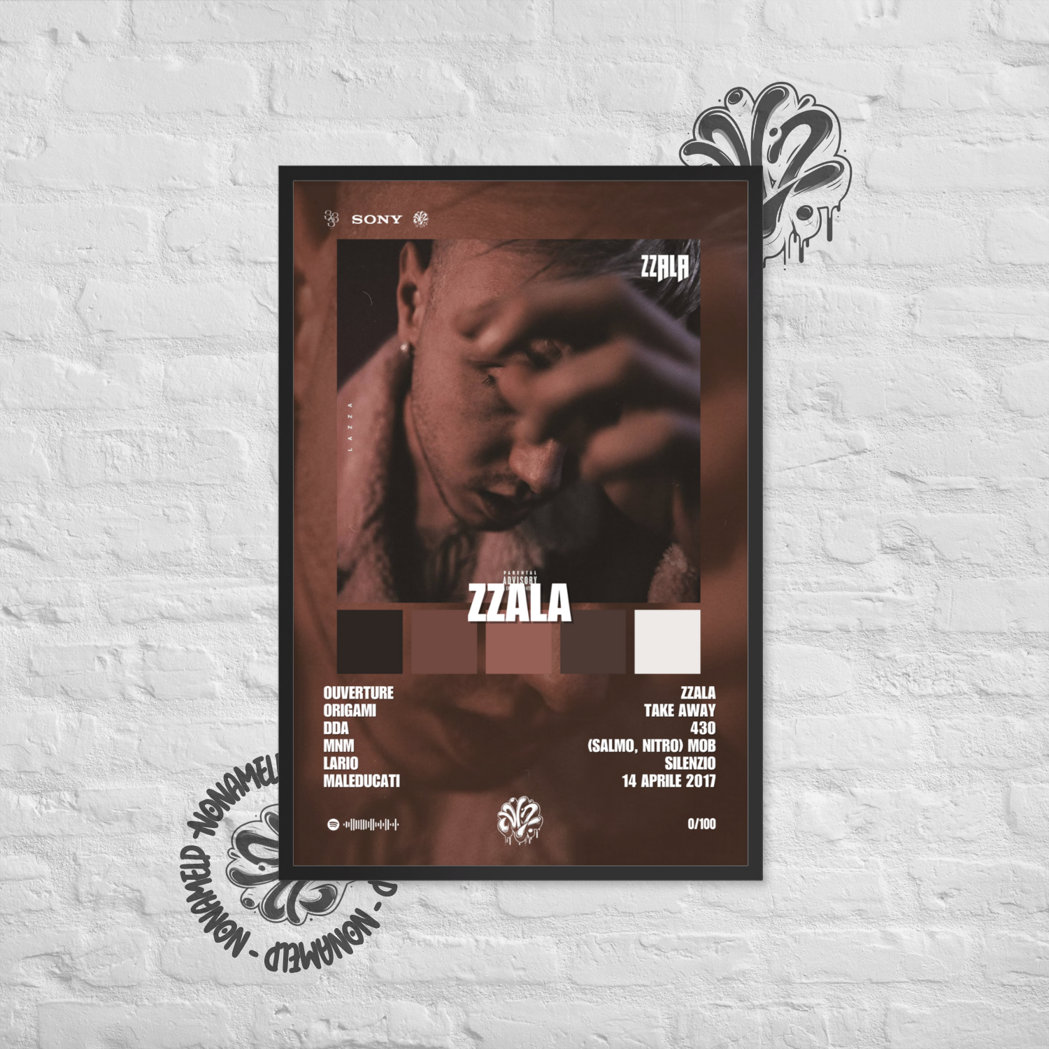 Zzala | Lazza | Poster in carta semilucida classica con cornice in legno A3 (29.7 x 42  cm)