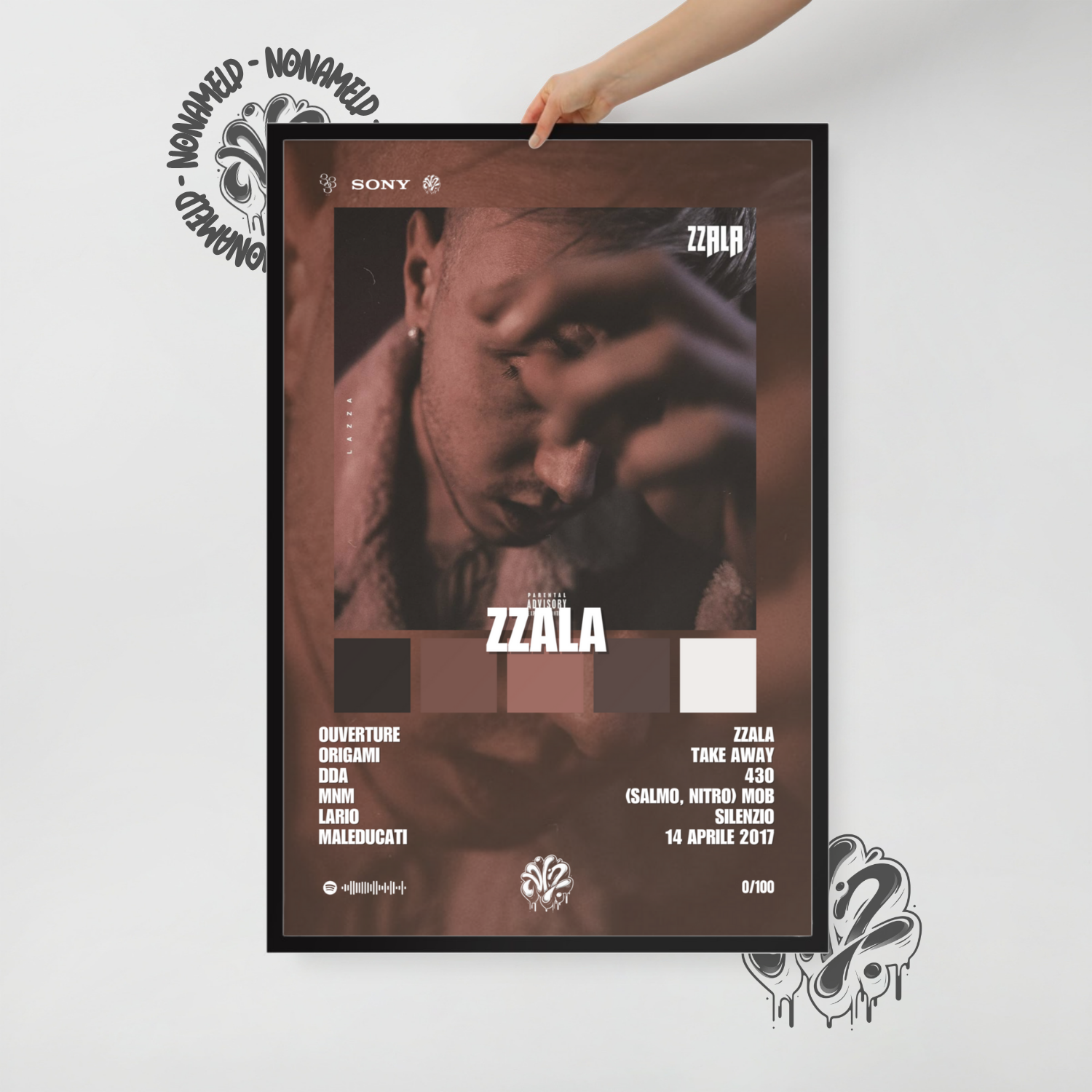 Zzala | Lazza | Poster in carta semilucida classica con cornice in legno A3 (29.7 x 42  cm)