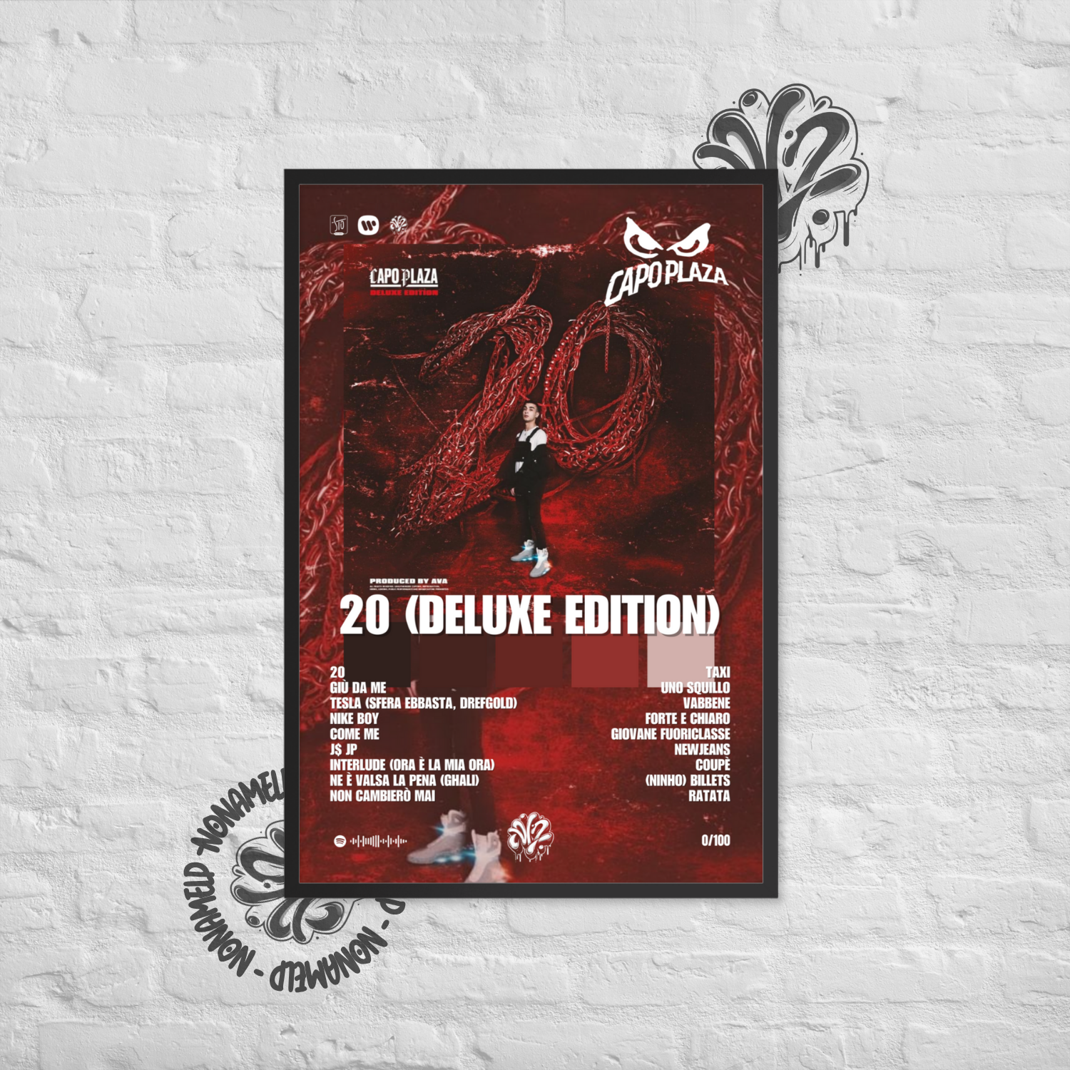 20 (DELUXE EDITION) | Capo Plaza | Poster in carta semilucida classica con cornice in legno A3 (29.7 x 42  cm)