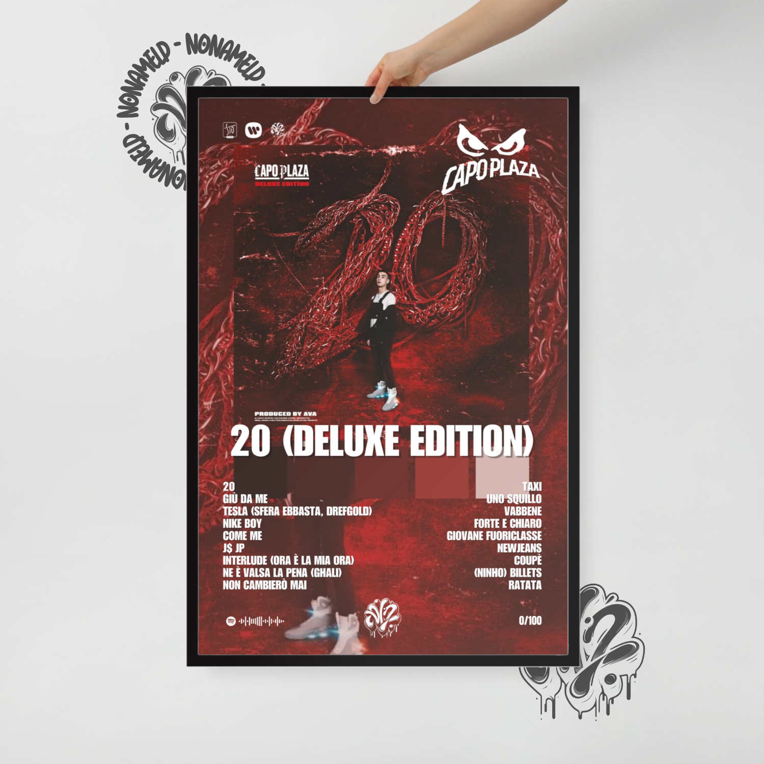 20 (DELUXE EDITION) | Capo Plaza | Poster in carta semilucida classica con cornice in legno A3 (29.7 x 42  cm)