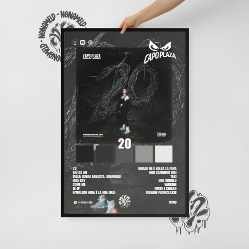 20 | Capo Plaza | Poster in carta semilucida classica con cornice in legno A3 (29.7 x 42  cm)