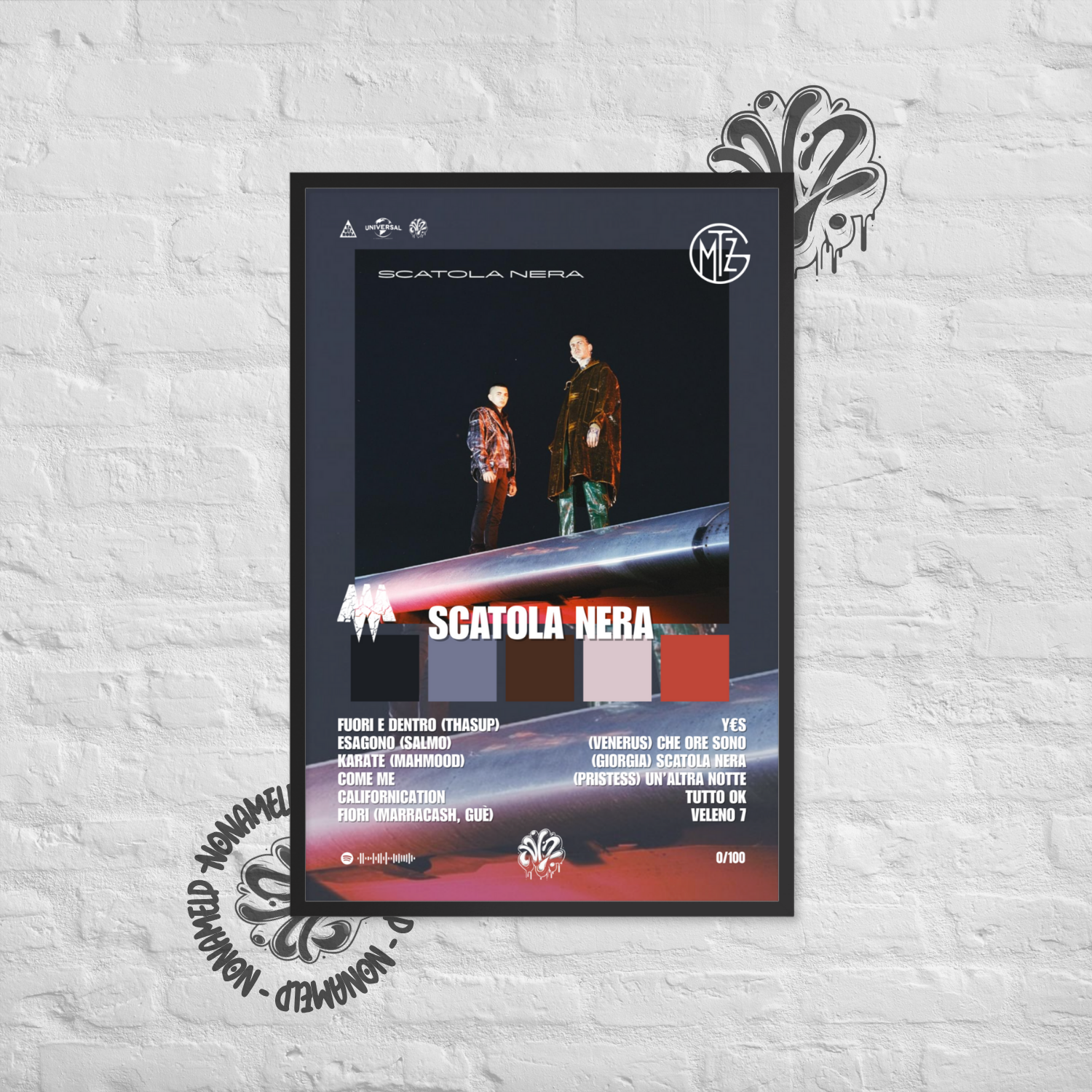 Scatola Nera | Gemitiz & madman | Poster in carta semilucida classica con cornice in legno A3 (29.7 x 42  cm)