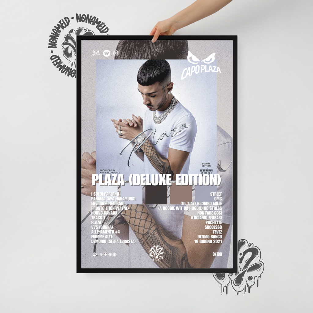 Plaza ( DELUXE EDITION) | Capo Plaza | Poster in carta semilucida classica con cornice in legno A3 (29.7 x 42  cm)