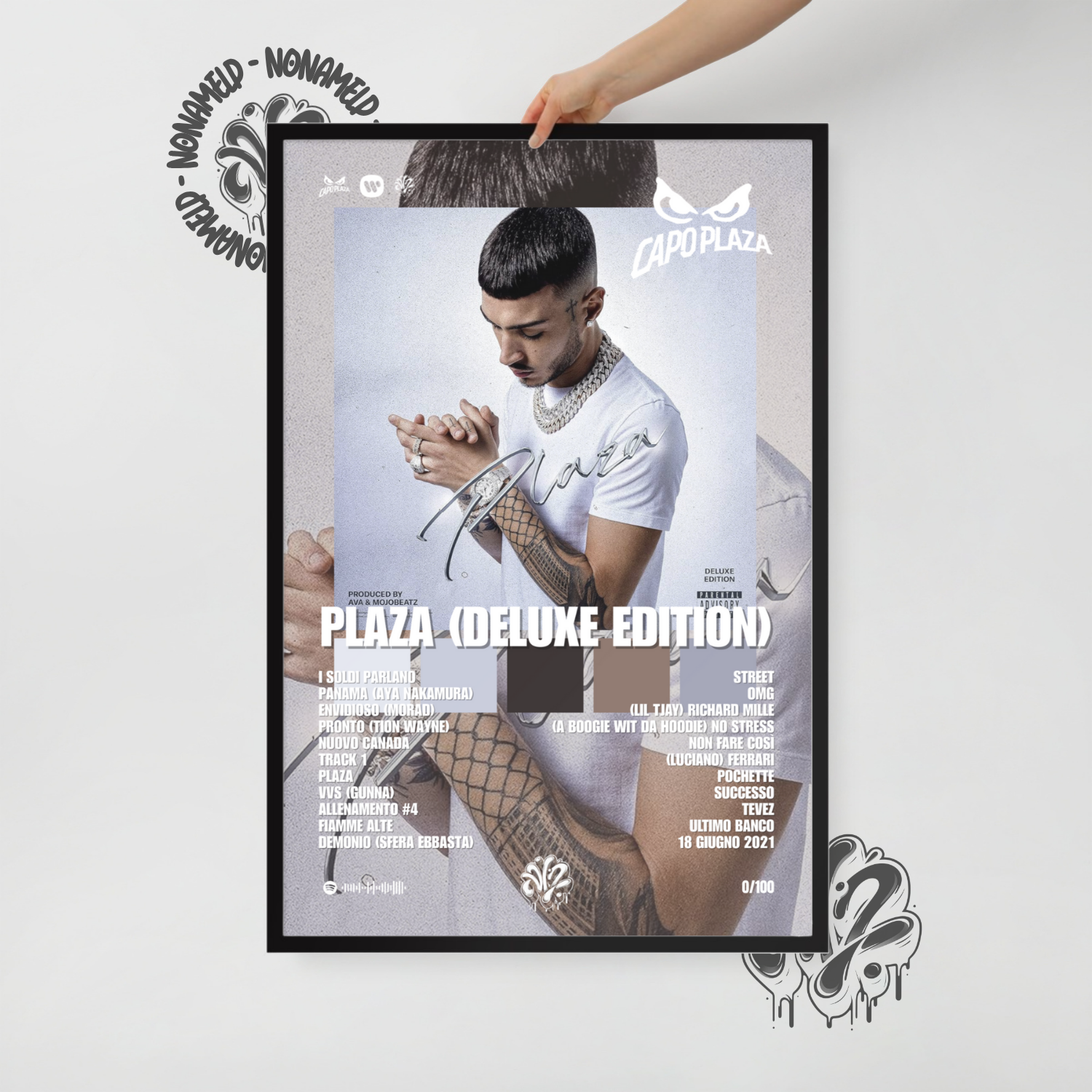 Plaza ( DELUXE EDITION) | Capo Plaza | Poster in carta semilucida classica con cornice in legno A3 (29.7 x 42  cm)