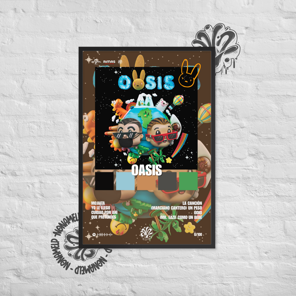 Oasis | Bad Bunny | Poster in carta semilucida classica con cornice in legno A3 (29.7 x 42  cm)