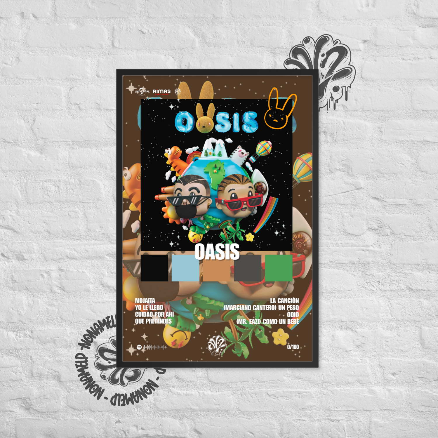 Oasis | Bad Bunny | Poster in carta semilucida classica con cornice in legno A3 (29.7 x 42  cm)