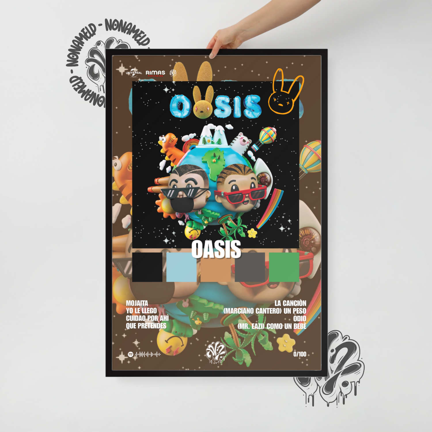 Oasis | Bad Bunny | Poster in carta semilucida classica con cornice in legno A3 (29.7 x 42  cm)