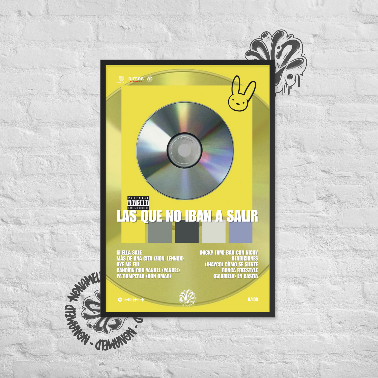 Las que no iban a salir | Bad Bunny | Poster in carta semilucida classica con cornice in legno A3 (29.7 x 42  cm)