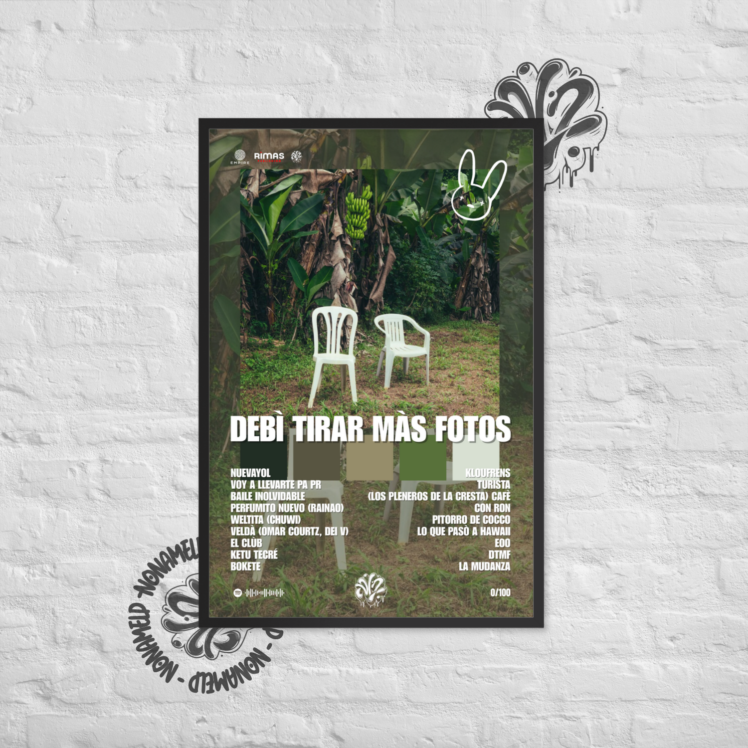 Debì tirar màs fotos | Bad Bunny | Poster in carta semilucida classica con cornice in legno A3 (29.7 x 42  cm)