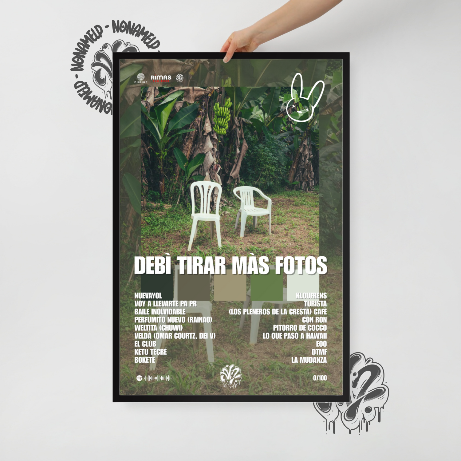Debì tirar màs fotos | Bad Bunny | Poster in carta semilucida classica con cornice in legno A3 (29.7 x 42  cm)