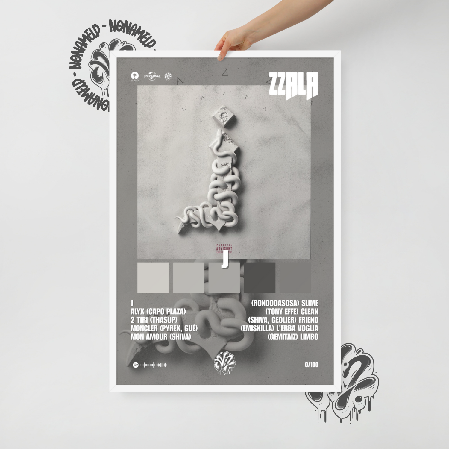 J | Lazza | Poster in carta semilucida classica con cornice in legno A3 (29.7 x 42  cm)