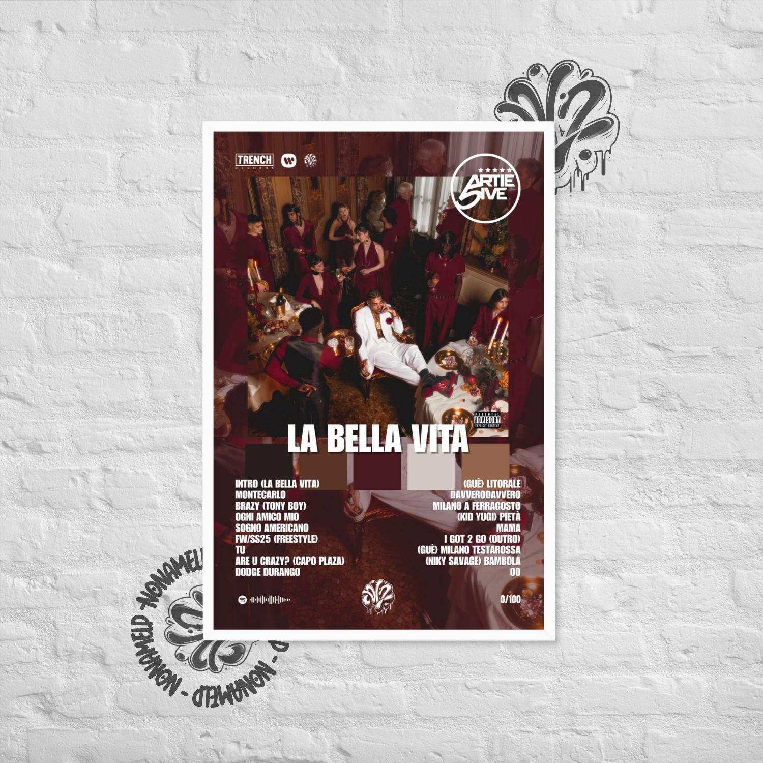 LA BELLA VITA | ARTIE 5IVE | Poster in carta semilucida classica con cornice in legno A3 (29.7 x 42  cm)