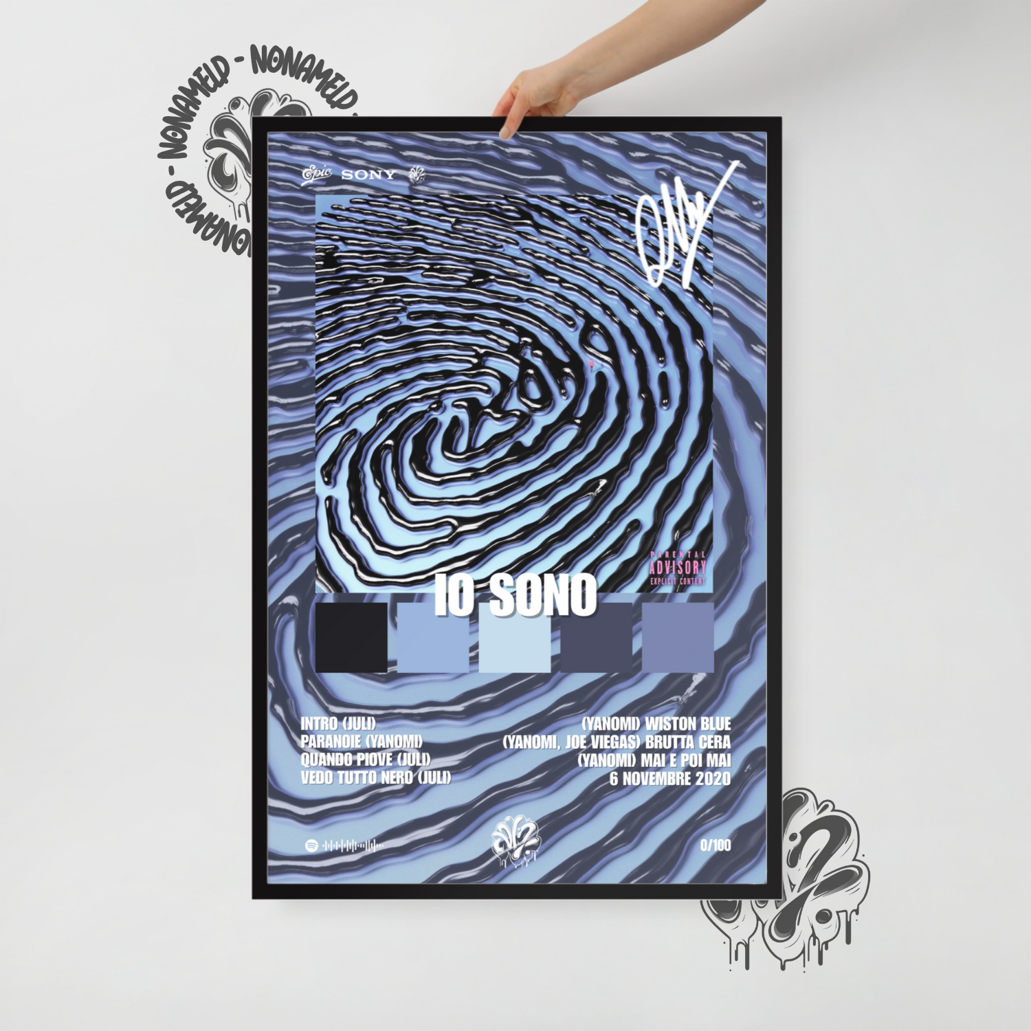 Io Sono | Olly | Poster in carta semilucida classica con cornice in legno A3 (29.7 x 42  cm)