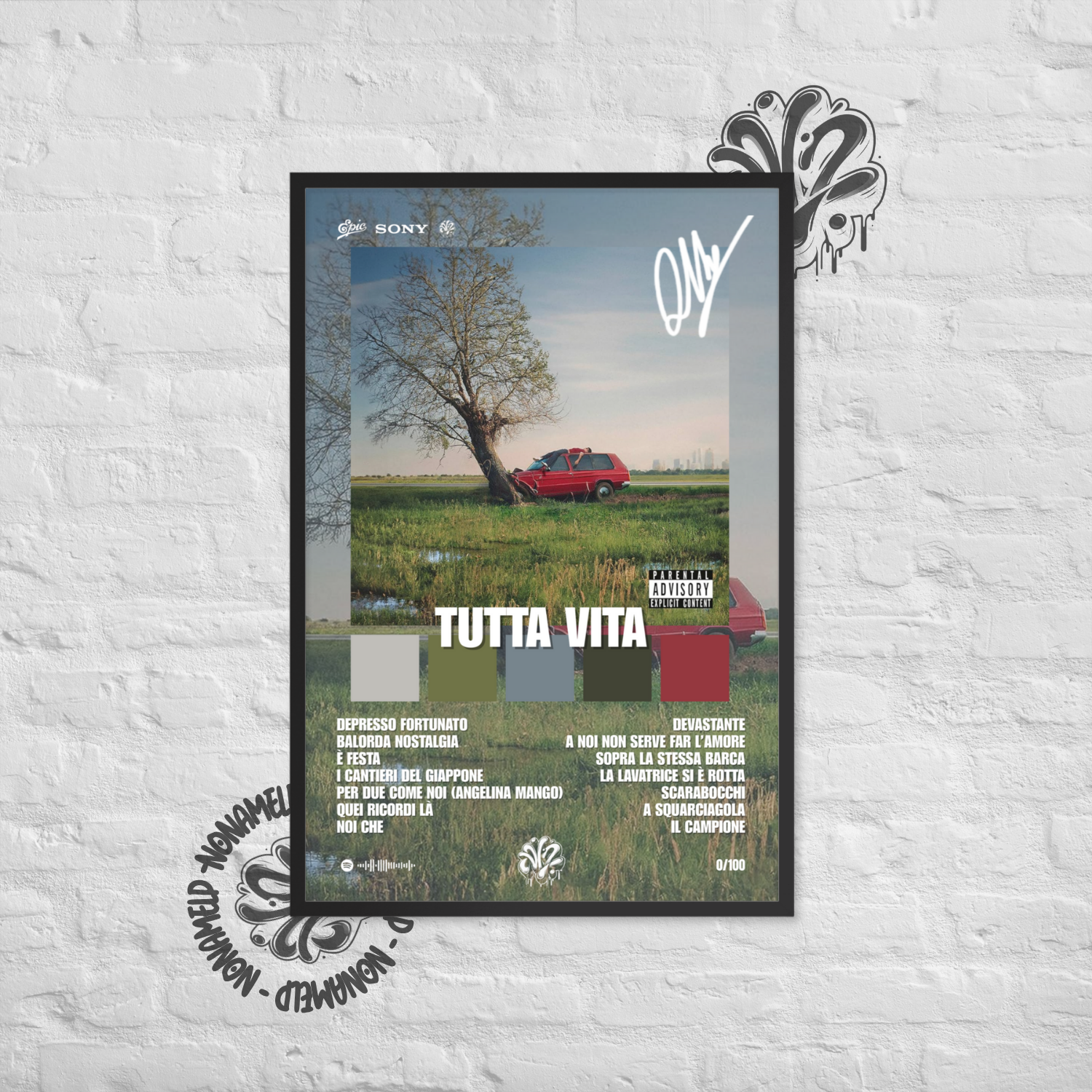 Tutta Vita | Olly | Poster in carta semilucida classica con cornice in legno A3 (29.7 x 42  cm)