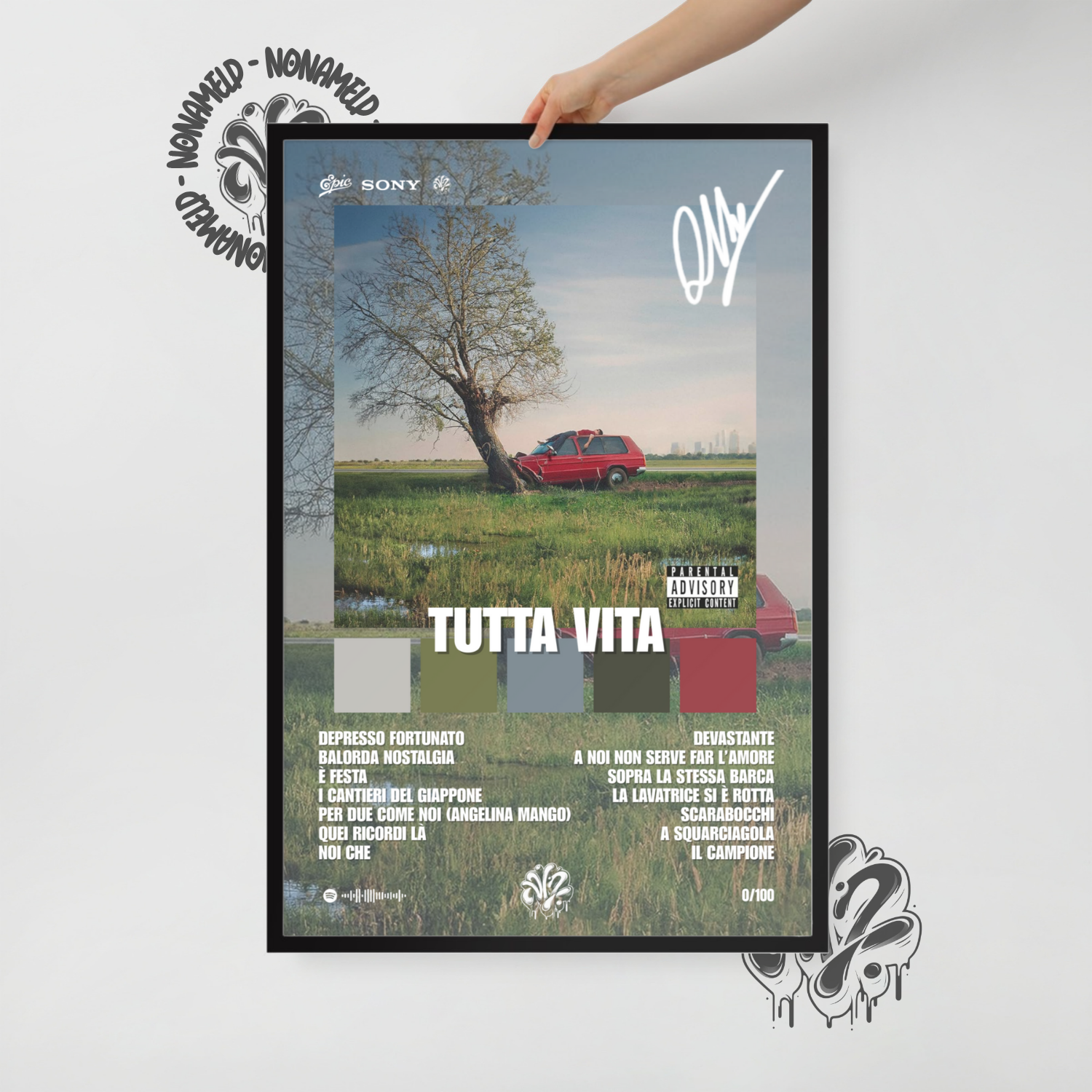 Tutta Vita | Olly | Poster in carta semilucida classica con cornice in legno A3 (29.7 x 42  cm)