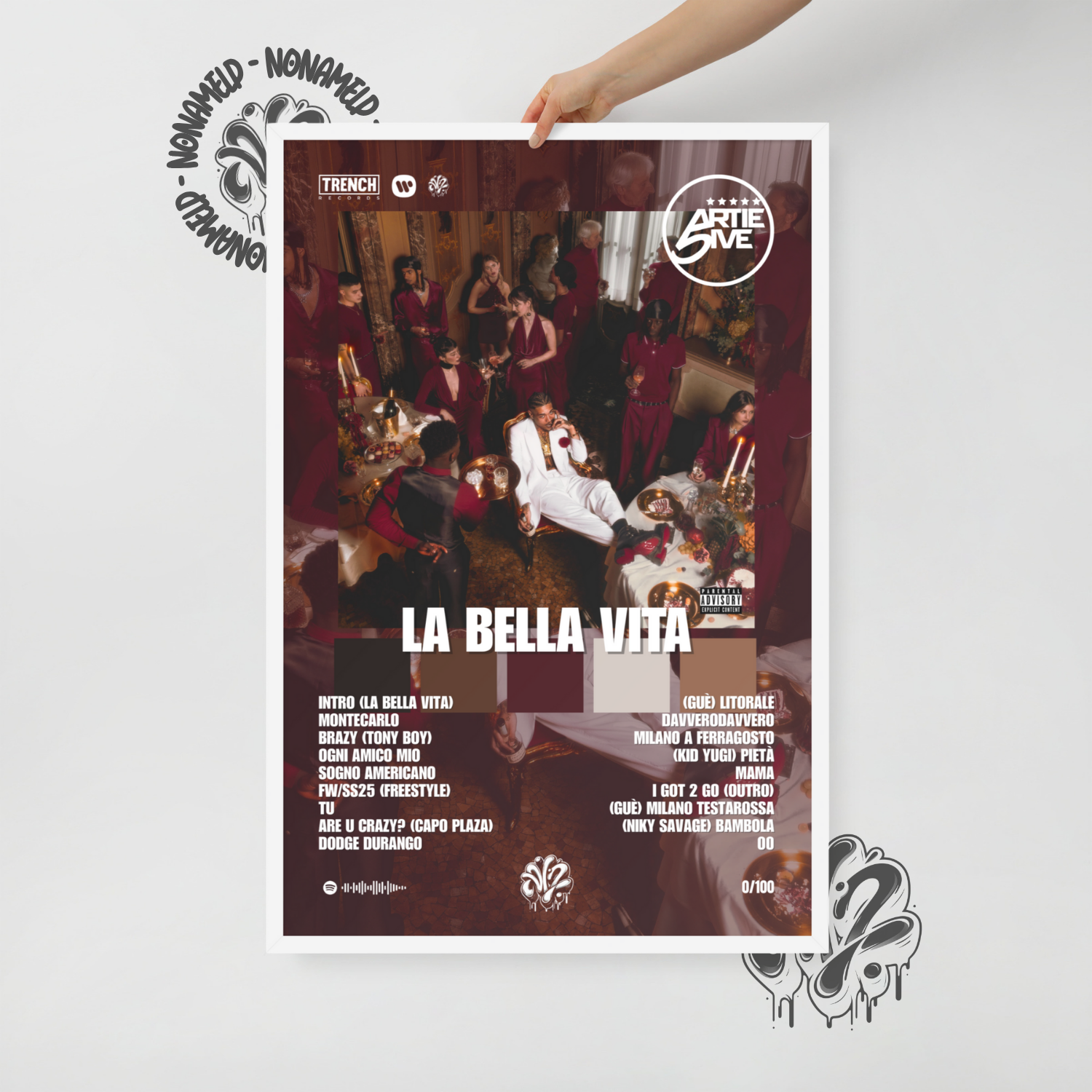 LA BELLA VITA | ARTIE 5IVE | Poster in carta semilucida classica con cornice in legno A3 (29.7 x 42  cm)