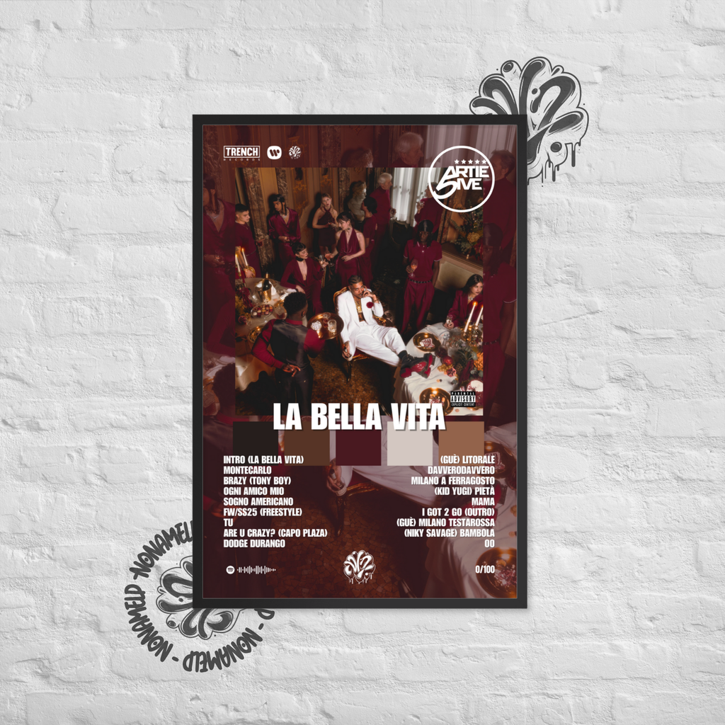LA BELLA VITA | ARTIE 5IVE | Poster in carta semilucida classica con cornice in legno A3 (29.7 x 42  cm)