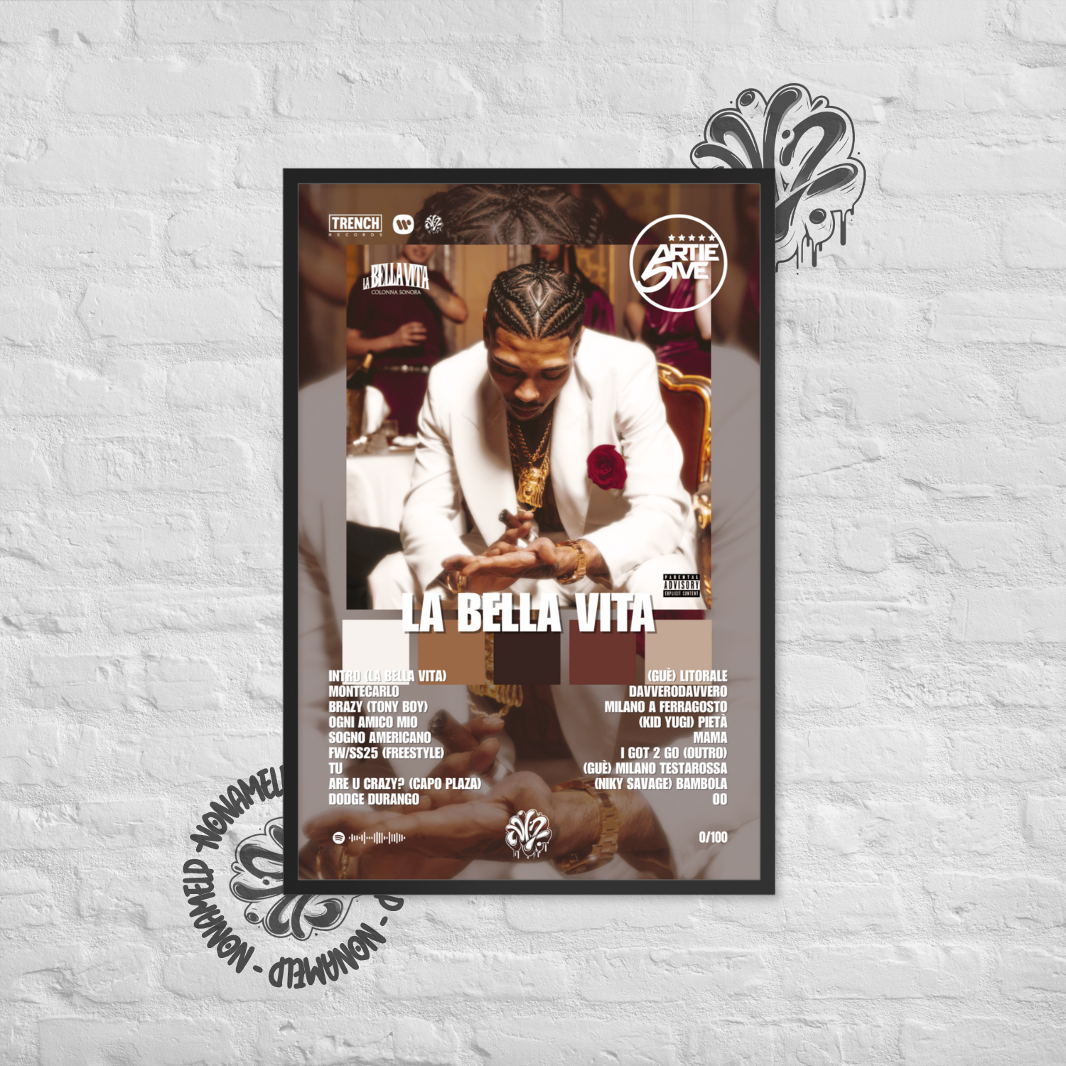 LA BELLA VITA DELUXE | ARTIE 5IVE | Poster in carta semilucida classica con cornice in legno A3 (29.7 x 42  cm)