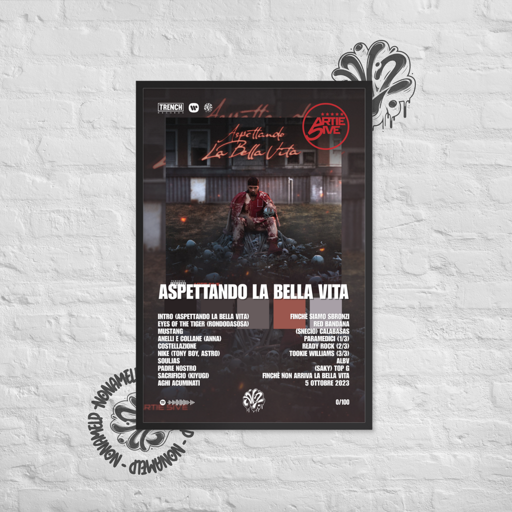 ASPETTANDO LA BELLA VITA | ARTIE 5IVE | Poster in carta semilucida classica con cornice in legno A3 (29.7 x 42  cm)