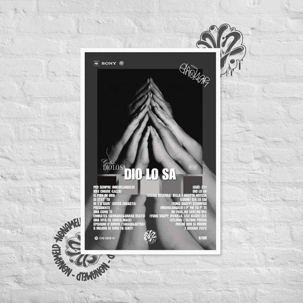 Dio lo sa | Geolier | Poster in carta semilucida classica con cornice in legno A3 (29.7 x 42  cm)