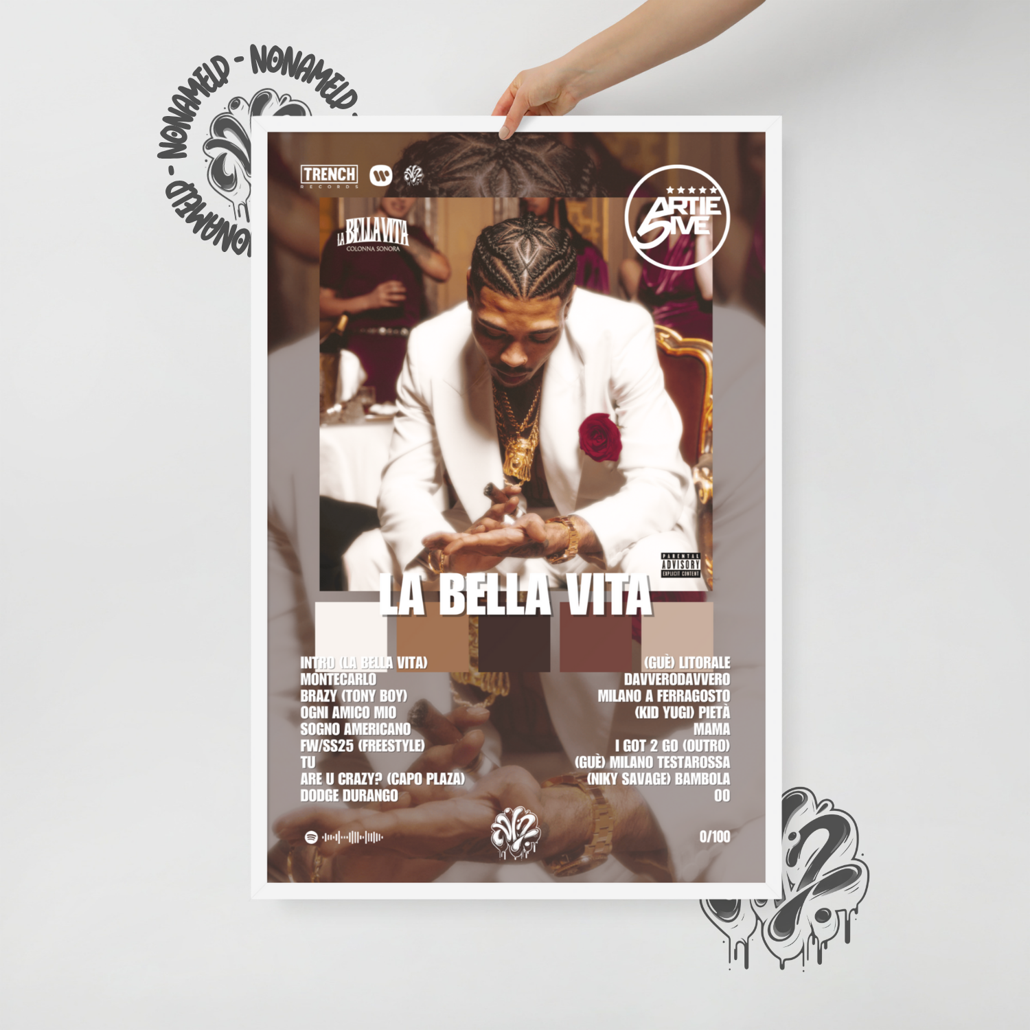 LA BELLA VITA DELUXE | ARTIE 5IVE | Poster in carta semilucida classica con cornice in legno A3 (29.7 x 42  cm)