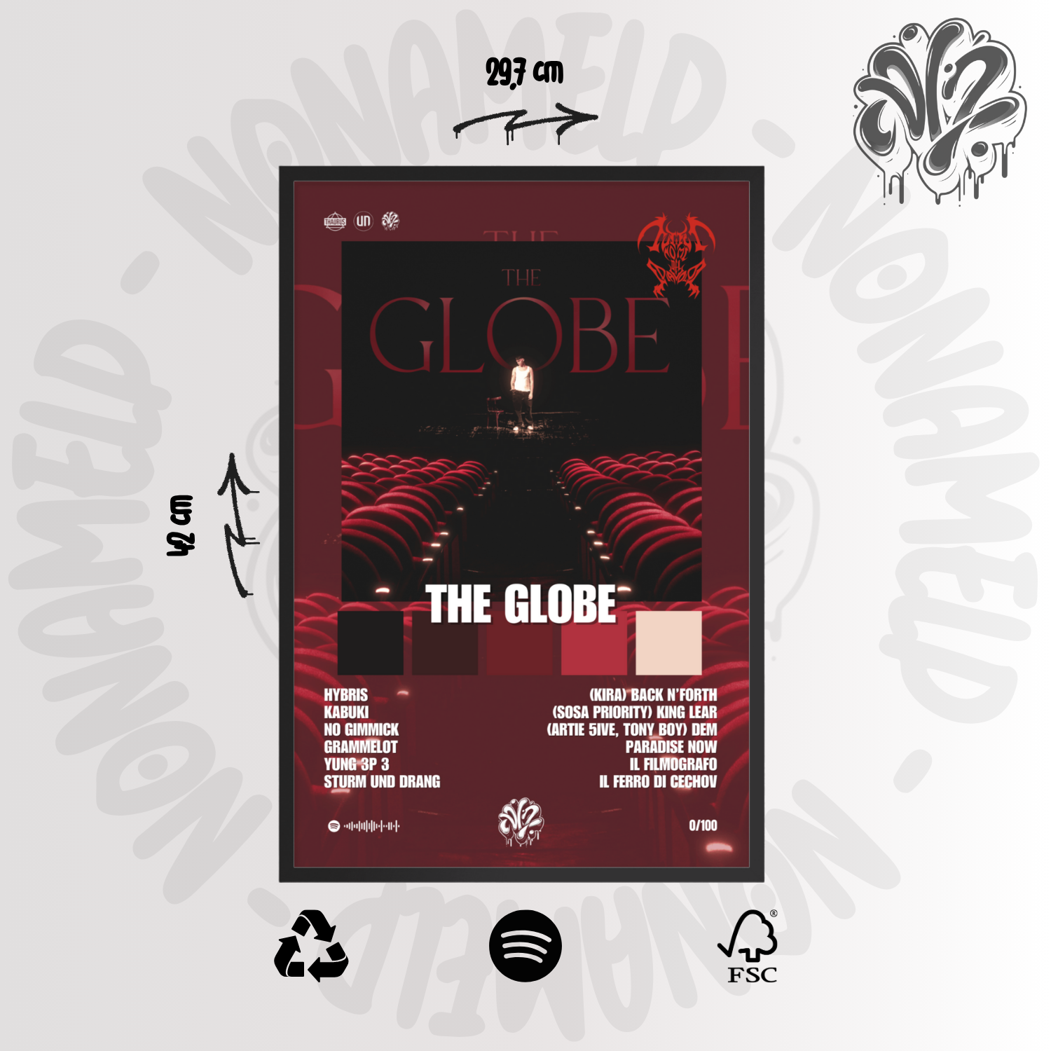 The globe | KidYugi| Poster in carta semilucida classica con cornice in legno A3 (29.7 x 42  cm)