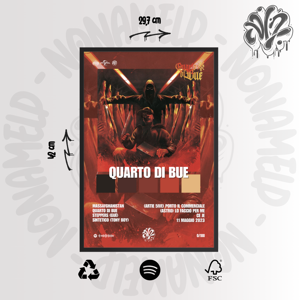 Quarto di bue | KidYugi | Poster in carta semilucida classica con cornice in legno A3 (29.7 x 42  cm)