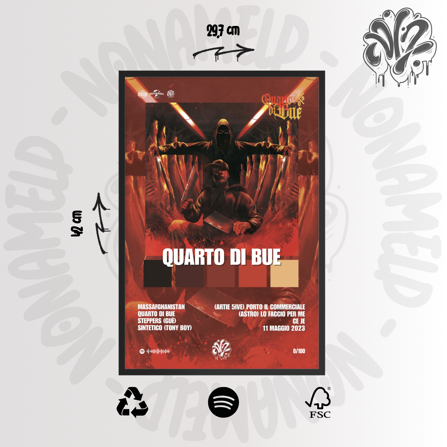 Quarto di bue | KidYugi | Poster in carta semilucida classica con cornice in legno A3 (29.7 x 42  cm)