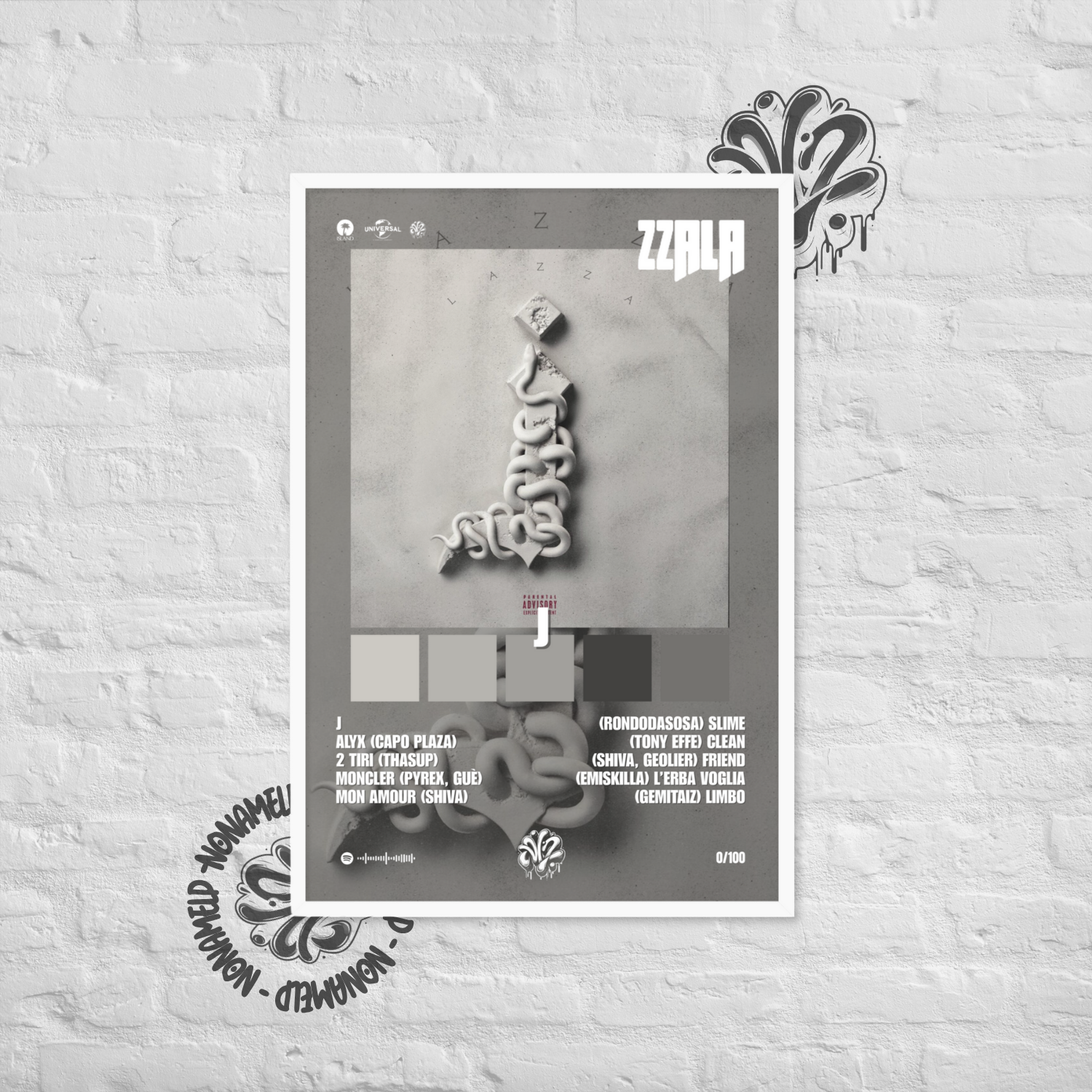 J | Lazza | Poster in carta semilucida classica con cornice in legno A3 (29.7 x 42  cm)