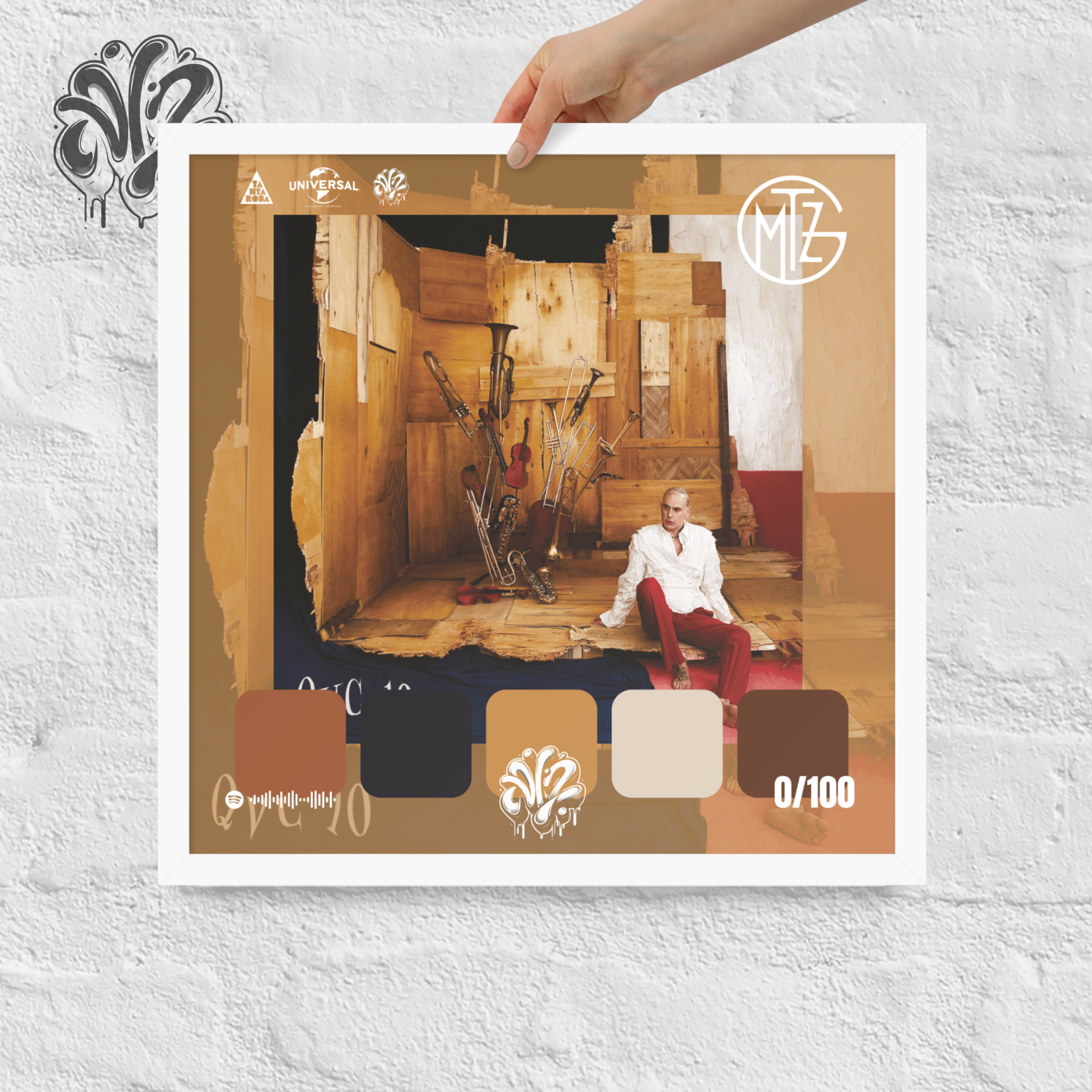 Poster 30x30 “QVC 10” di Gemitaiz – Cornice in Legno Inclusa, Pronto da Appendere