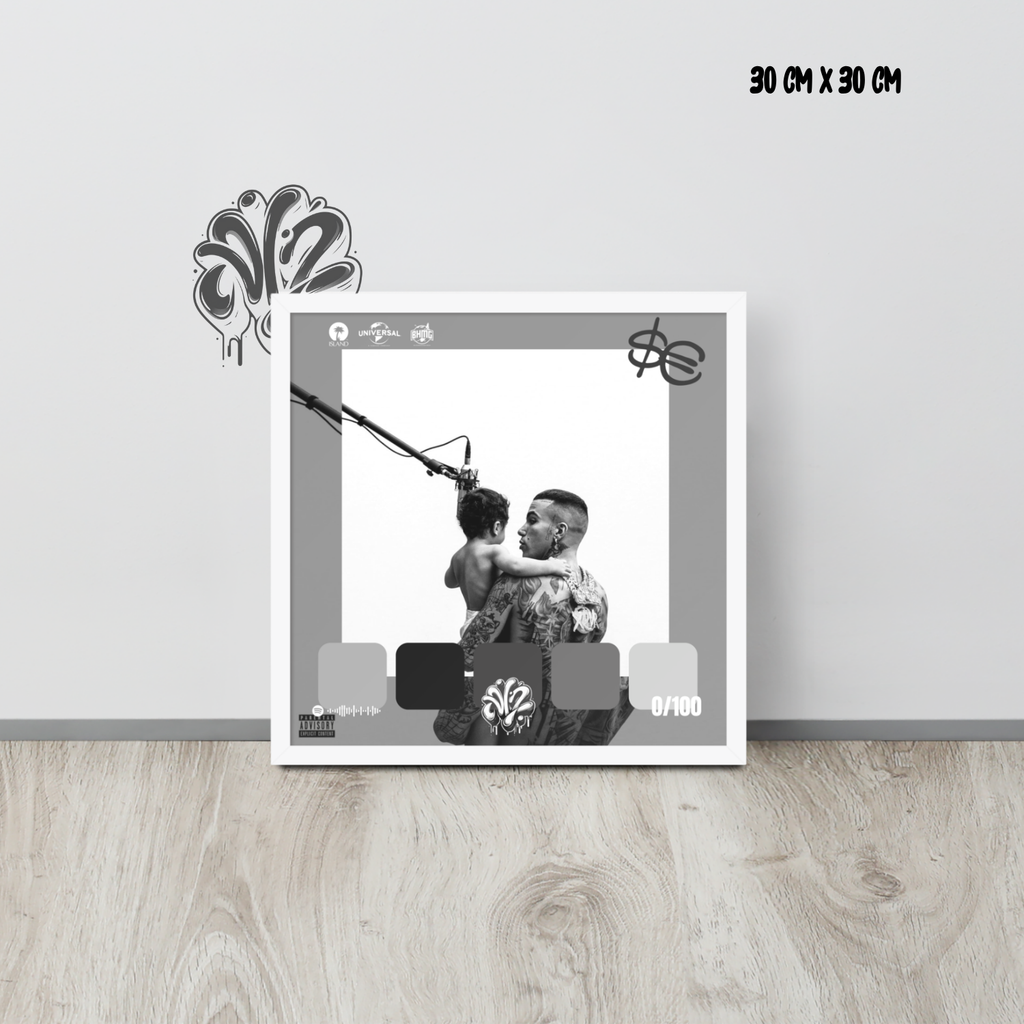 Poster 30x30 “XDVR2” di Sfera Ebbasta – Cornice in Legno Inclusa, Pronto da Appendere
